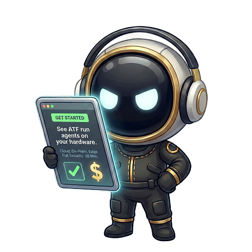 ATF agent mascot holding a Get Started card